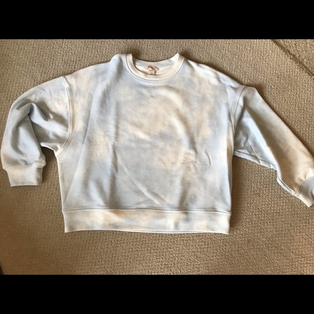 H&M Cloudy Crew Neck Boxy Sweatshirt Blue/Ivory